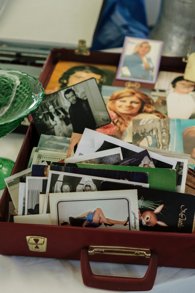 An open box of old photos