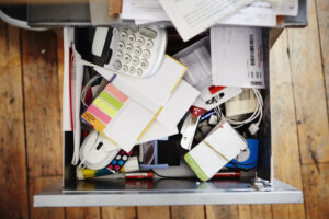 Desk drawer full of stationery